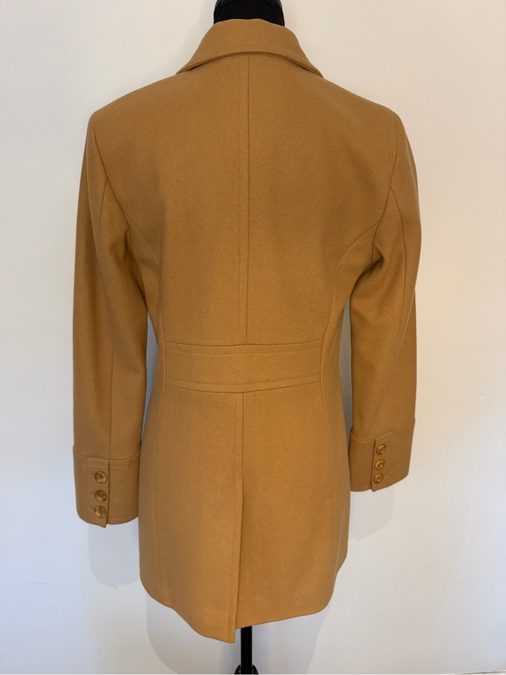 Express Wool Blend Camel Pea Coat Jacket Classic Academia - Picture 2 of 7